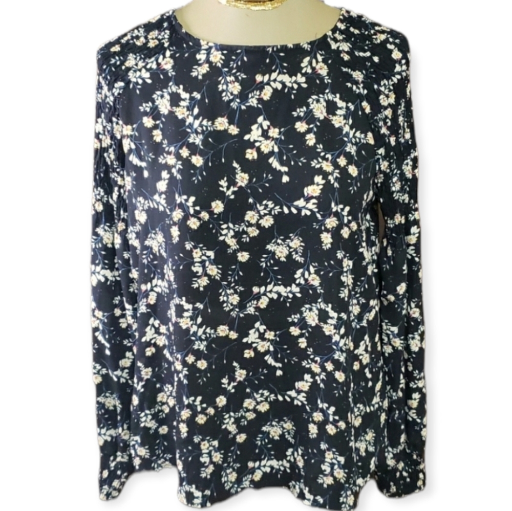 ANA Floral Long Sleeve Blouse Size Medium